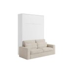 Lit escamotable 140 x 200 cm - ouverture verticale manuelle - avec leds - blanc + canap - rapili