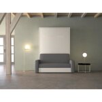 Lit escamotable canap 140 x 200 cm - ouverture verticale manuelle - blanc et gris - vaciala ii