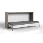 Lit escamotable horizontal toronto coloris blanc - imitation chne - longueur 212 x hauteur 105 x profondeur ...