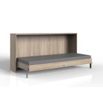 Lit escamotable horizontal toronto coloris imitation ch�ne - longueur 212 x hauteur 105 x profondeur ...