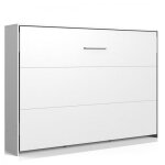 Lit escamotable horizontal vanier blanc mat couchage 140 x 200 cm