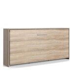 Lit escamotable horizontal vanier d�cor ch�ne couchage 90 x 200 cm