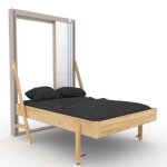 Lit escamotable au plafond juno vertical 140 * 200 cm pin encadrement cachemire