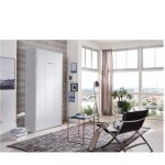 Lit escamotable vanier blanc mat couchage 90 x 200 cm