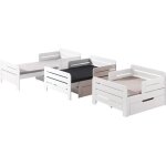 Lit �volutif jumper - vipack - 200 cm - blanc - bois massif - sommier inclus - lits extensibles