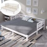 Lit gigogne 2 places - bois de pin de nouvelle - zlande - daybed avec cadre enroulable - canap lit ...