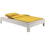 Lit futon thomas couchage double 140 x 200 cm 2 places / 2 personnes en pin massif lasur� blanc