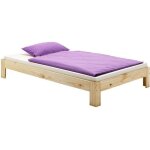 Lit futon thomas couchage simple 90 x 200 cm 1 place / 1 personne en pin massif vernis naturel
