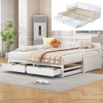 Lit gigogne ? 90�190 / 180�190 cm lit simple / double canap� - lit multifonctionnel 2 en 1 avec lit en ...