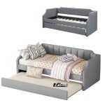 Lit gigogne 90�190 - 90x200cm a lattes sommier inclus lit de jour simple rembourr� avec lit � roulettes ...