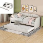 Lit gigogne 90x200(190) cm avec sommier � lattes mod�le: lit de jour canap� - lit - couleur: beige