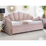 Lit gigogne coquillage 2 x 90 x 190 cm - velours - rose + matelas - elusia Lit gigogne coquillage 2 x 90 x 190 cm - velours - rose + matelas - elusia