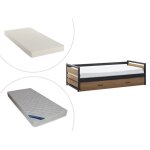Lit gigogne industriel boston - 2 x 90 x 190 cm - mdf pin et métal - coloris : noyer et anthracite + ... Lit gigogne industriel boston - 2 x 90 x 190 cm - mdf pin et métal - coloris : noyer et anthracite + ...