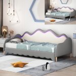 Lit gigogne - leytn - 90 / 180 x 190 cm - simili cuir - Éclairage led - sommier à lattes Lit gigogne - leytn - 90 / 180 x 190 cm - simili cuir - Éclairage led - sommier à lattes