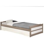 Lit gigogne lorena 1 personne tiroir lit fonctionnel 90 x 190 cm pin massif lasur� taupe et blanc