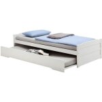 Lit gigogne lorena 1 personne tiroir lit fonctionnel 90 x 190 cm pin massif lasur� blanc