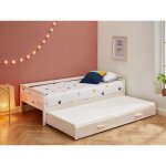 Lit gigogne aedan ii - 2 x 90 x 190 cm - pin massif et mdf - blanchi