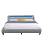 Lit gina pour matelas 140x200 - sommier tte de lit incurvee couleur gris pieds en 5 cm - 2 x 13 lattes ... Lit gina pour matelas 140x200 - sommier tte de lit incurvee couleur gris pieds en 5 cm - 2 x 13 lattes ...