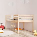 Lit haut 90x200 cm en bois de pin massif - fydun - a02 - beige - contemporain - a lattes