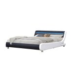 Lit incurve 140x190 led blanc noir - ava blanc et noir