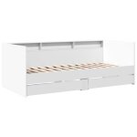 Lit de jour - garosa - 90x190 cm - bois ding�nierie - blanc - avec tiroirs