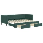 Lit de jour avec gigogne - mothinessto - yy12585 - velours vert fonc - 2 places - 2 tiroirs de rangement ...