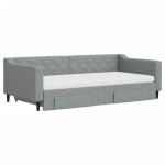 Lit de jour avec gigogne - salutuya - bd4624 - gris clair - 2 matelas inclus - 2 tiroirs de rangement ...