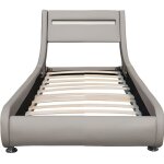 Lit ava pour matelas 120x190 - sommier tte de lit eclairage led incurve couleur gris pieds en 5 cm pour ... Lit ava pour matelas 120x190 - sommier tte de lit eclairage led incurve couleur gris pieds en 5 cm pour ...