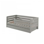 Lit junior barreaux extra larges avec gigogne - vipack - gris - bois - 70 x 140 cm - enfant