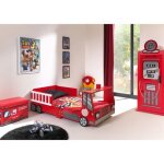 Lit junior - pompier - 70x140cm - mdf - rouge - scuris avec barrires