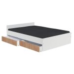 Lit kappa 140x190 cm + 2 tiroirs / décor chêne blanchi et blanc Lit kappa 140x190 cm + 2 tiroirs / décor chêne blanchi et blanc