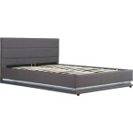 Lit led avec coffre anastasia - 140 x 190 - gris fonc�