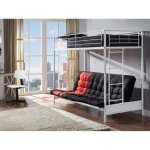 Lit mezzanine 90 x 190 cm - avec banquette convertible - mtal - blanc - modulo v
