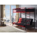 Lit mezzanine 90 x 190 cm - avec banquette convertible - mtal - noir et rouge - modulo v