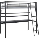 Lit mezzanine avec bureau alona - 90 x 190 cm - noir