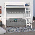 Lit mezzanine en bois massif blanc 90x190 - lt14036 - blanc - terre de nuit Lit mezzanine en bois massif blanc 90x190 - lt14036 - blanc - terre de nuit