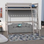 Lit mezzanine en bois massif gris 90x190 - lt14036 - gris - terre de nuit