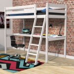 Lit mezzanine avec bureau en bois blanc 90x190 - lt14038 - blanc - terre de nuit Lit mezzanine avec bureau en bois blanc 90x190 - lt14038 - blanc - terre de nuit