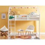 Lit mezzanine cabane 90 x 190 cm - pin massif - blanc - tarzia Lit mezzanine cabane 90 x 190 cm - pin massif - blanc - tarzia