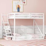 Lit mezzanine enfant 140x200cm avec escalier en pin et sommier � lattes - modernluxe - blanc