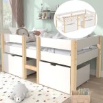 Lit enfant 90x190cm avec cl�ture de s�curit� et rangement sous lit - cadre de lit avec sommier � lattes ...