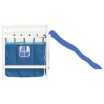 Lit mezzanine enfants - mothinessto - 80x200cm - bois pin massif - rideaux bleu - 1 place