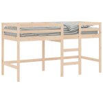 Lit mezzanine enfants - salutuya - bd7840 - bois pin massif - 90x200 cm - chelle incluse