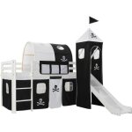 Lit mezzanine denfants avec toboggan et chelle - vidaxl - thme pirate - noir - 2 places - 90x200 cm ...