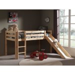 Lit mezzanine enfant avec toboggan scandinave en pin massif naturel - pino