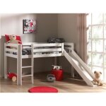 Lit mezzanine enfant avec toboggan - vipack - astrid - pin massif blanc - 90x200 cm Lit mezzanine enfant avec toboggan - vipack - astrid - pin massif blanc - 90x200 cm