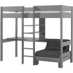 Lit mezzanine gris - vipack - bureau et canapé - lit inclus - bois massif - 208x175x206cm - enfant Lit mezzanine gris - vipack - bureau et canapé - lit inclus - bois massif - 208x175x206cm - enfant