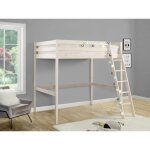 Lit mezzanine - 140 x 190 cm - pin massif - blanchi - gedeon ii