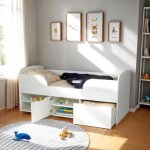 Lit mi - hauteur 90x190 cm elio avec sommier et rangements / blanc