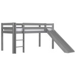 Lit enfant sur�lev� avec toboggan pino 90x200cm gris